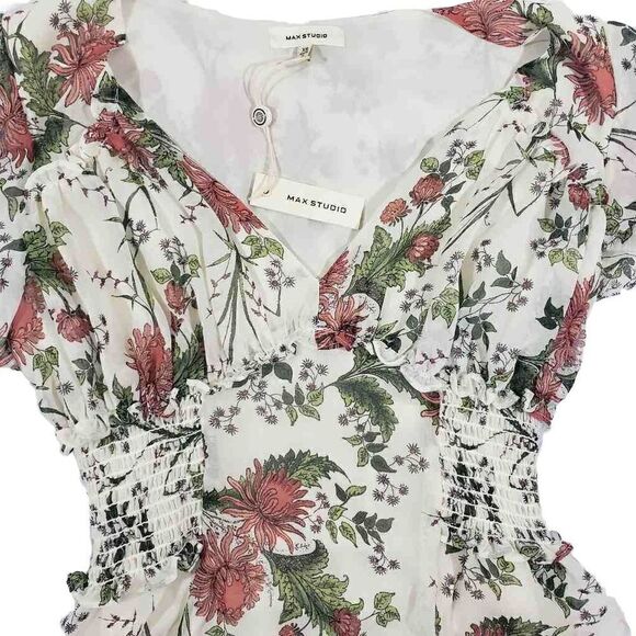 Floral Printed Ruffle Short Sleeve Dress Max Studio XS - Picture 4 of 7